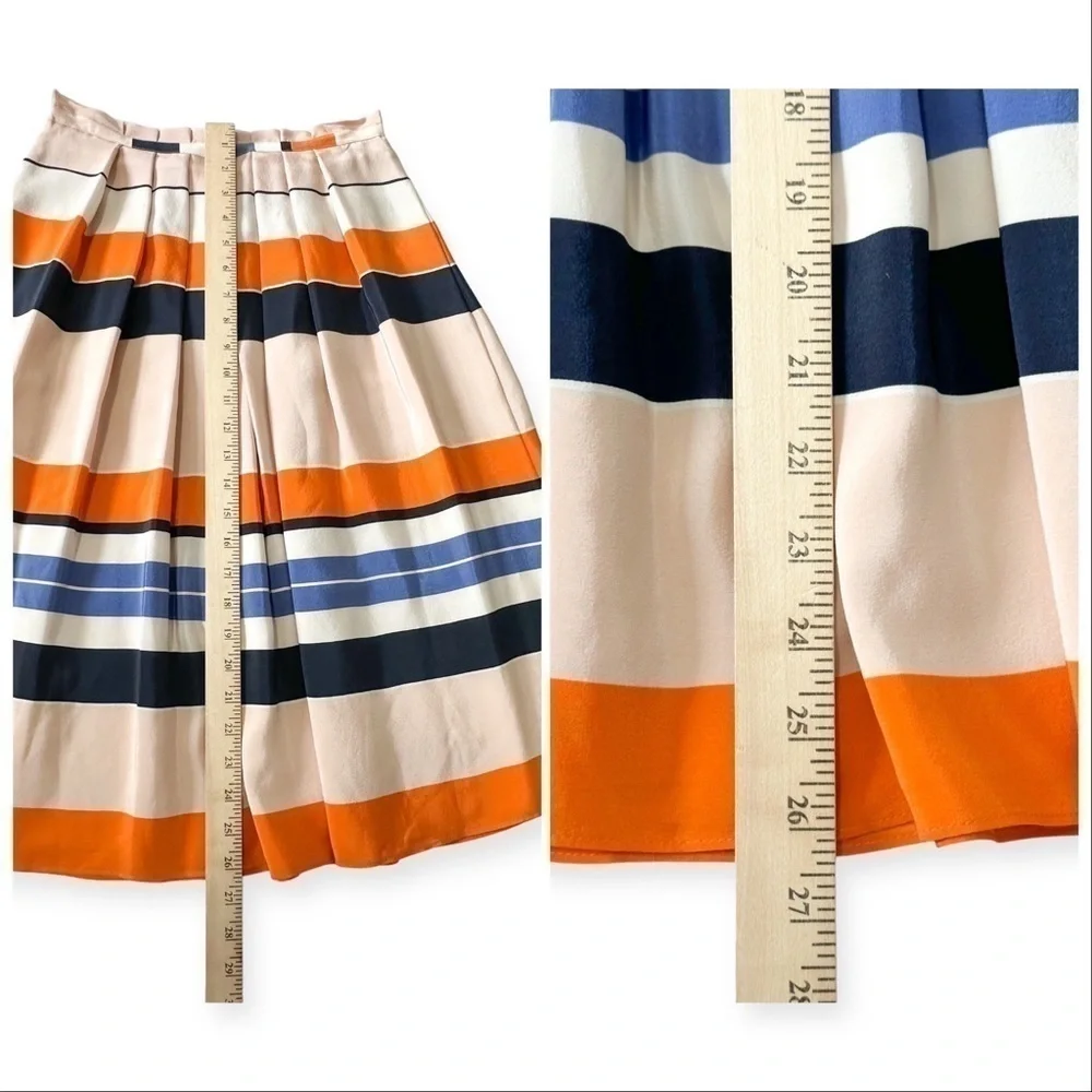 New with tag, L.K.Bennett Orange Caitlyn Striped Silk Skirt, Size 2